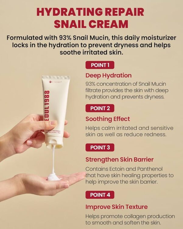 KSECRETSEOUL 1988 Cream : Snail Mucin 93% + Rice____ 100ml - Image 3