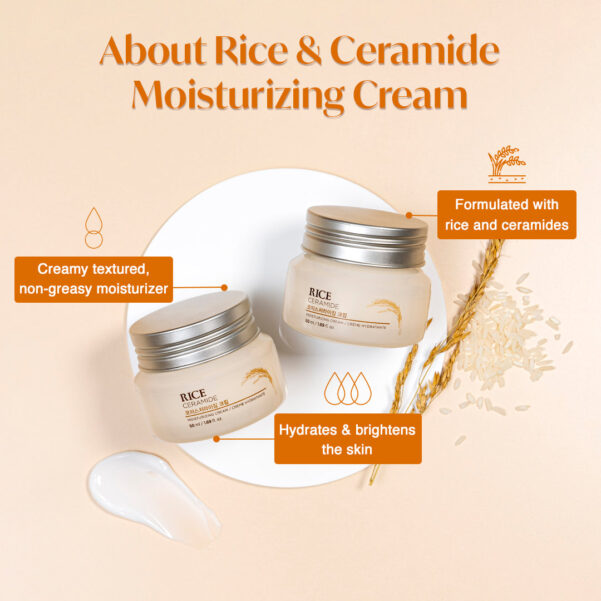 "The Face Shop Rice Ceramide Moisturizing Cream – ৫০ মিলি প্যাক, রাইস ও সিরামাইড সমৃদ্ধ মুখের ময়েশ্চারাইজিং ক্রিম"