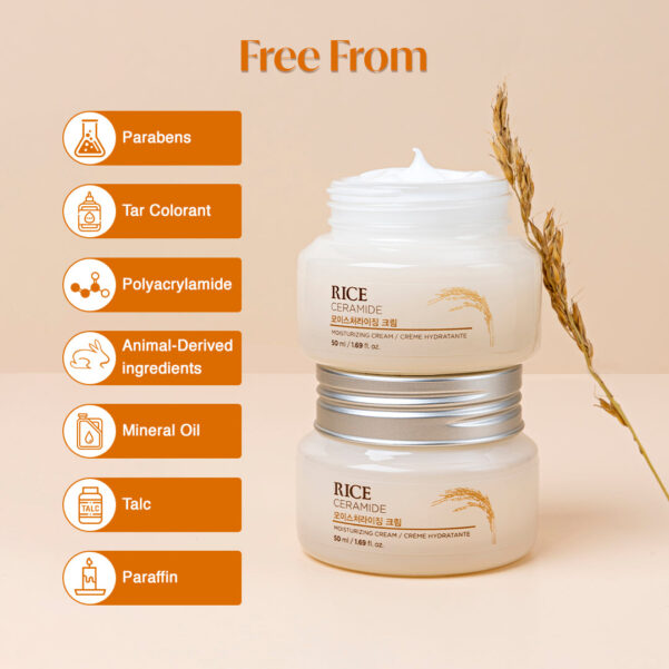 "The Face Shop Rice Ceramide Moisturizing Cream – ৫০ মিলি প্যাক, রাইস ও সিরামাইড সমৃদ্ধ মুখের ময়েশ্চারাইজিং ক্রিম"