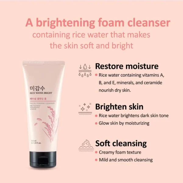 The Face Shop Rice Water Bright Facial Foaming Cleanser____150ml - Image 3