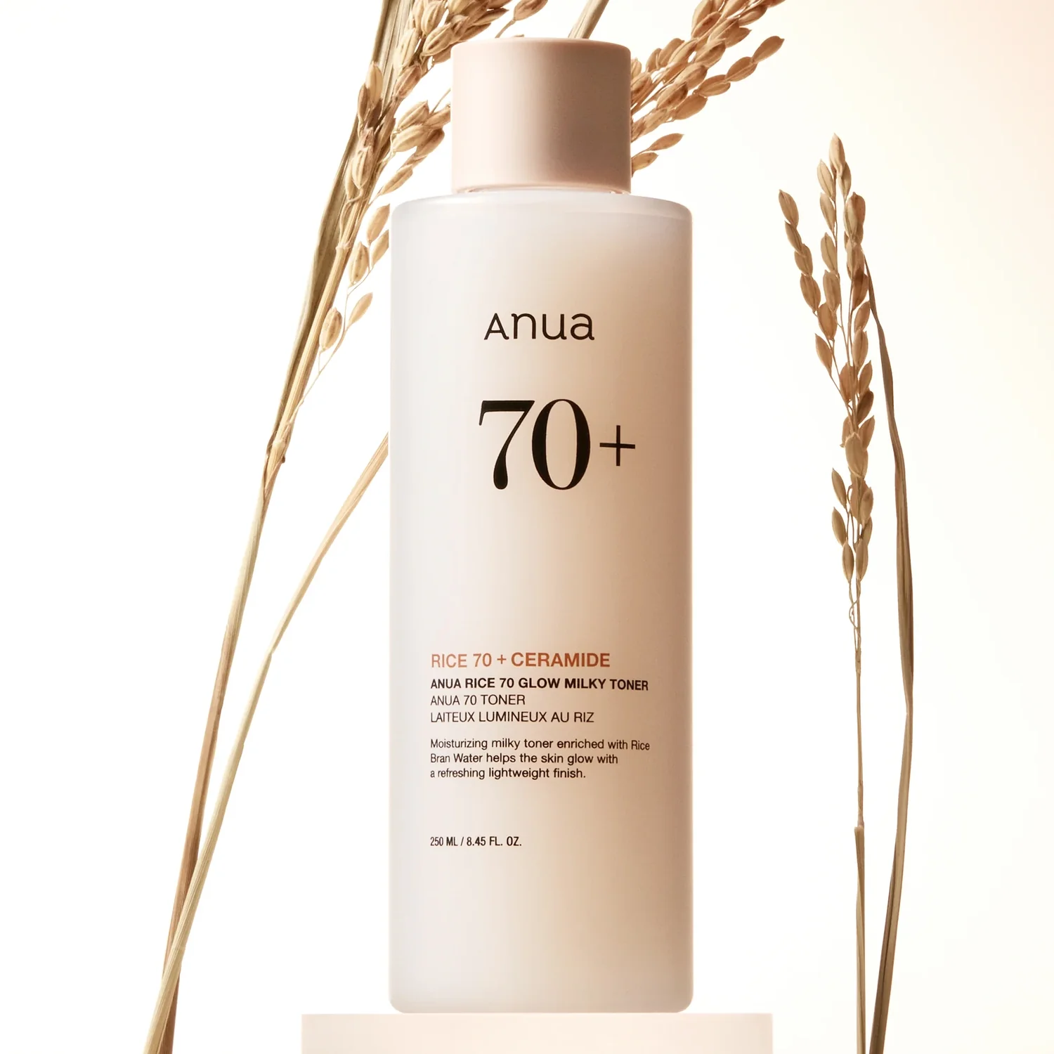 Anua Rice 70% Glow Milky Toner – ৭০% চালের নির্যাসযুক্ত কোরিয়ান স্কিনকেয়ার টোনার, ২৫০ml বোতল, ত্বক উজ্জ্বল ও হাইড্রেট রাখতে সহায়ক।