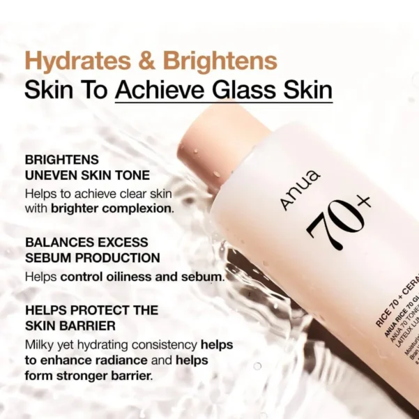 Anua Rice 70 Glow Milky Toner ____ 250ml - Image 4